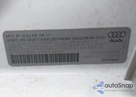 2012 Audi A4 2.0T Premium z USA, uszkodzony, nr VIN WAUDFAFL1CN006188